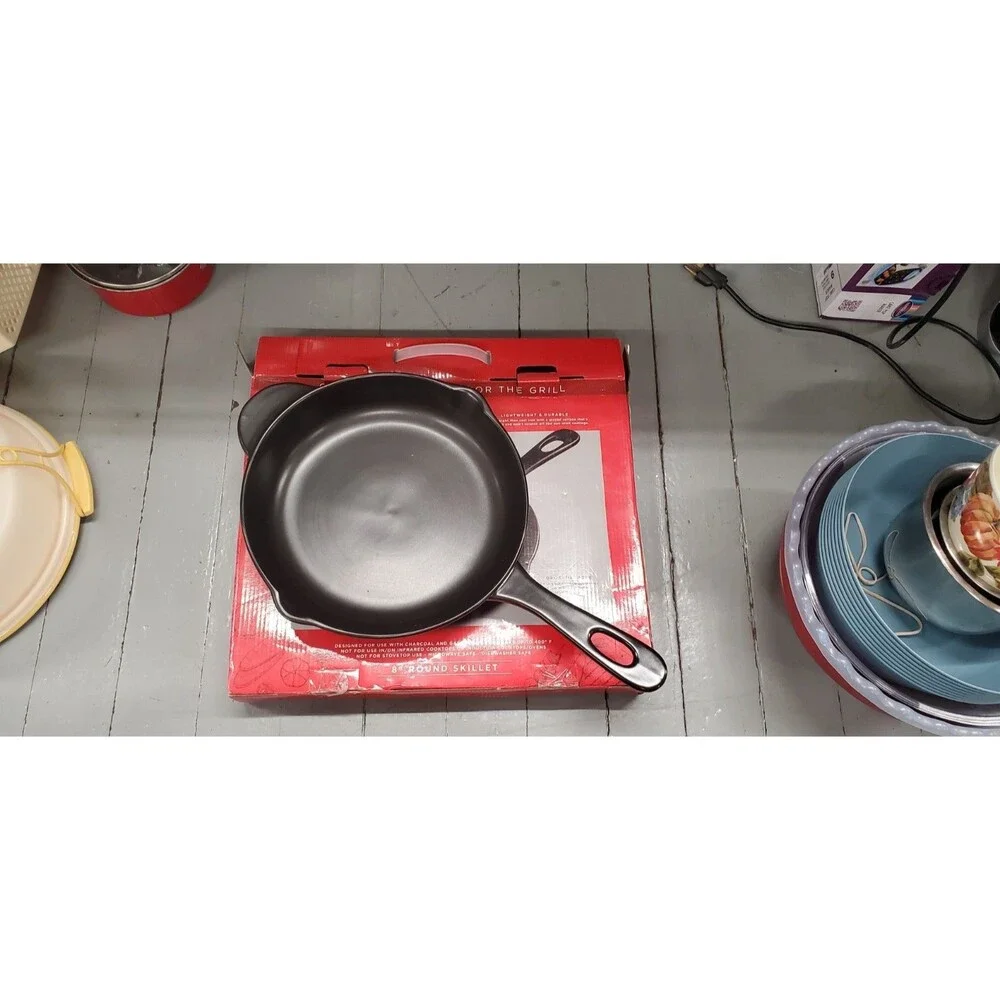 Parini Cookware Skillet Glazed Ceramic 8” Round For Grill Or Oven Lightweight
